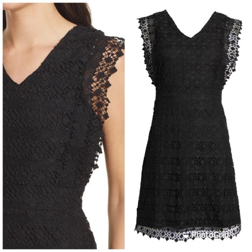 SOLD. “”””” AMY LYNN Flutter Sleeve Lace Dress Black Size M (Fit Small)